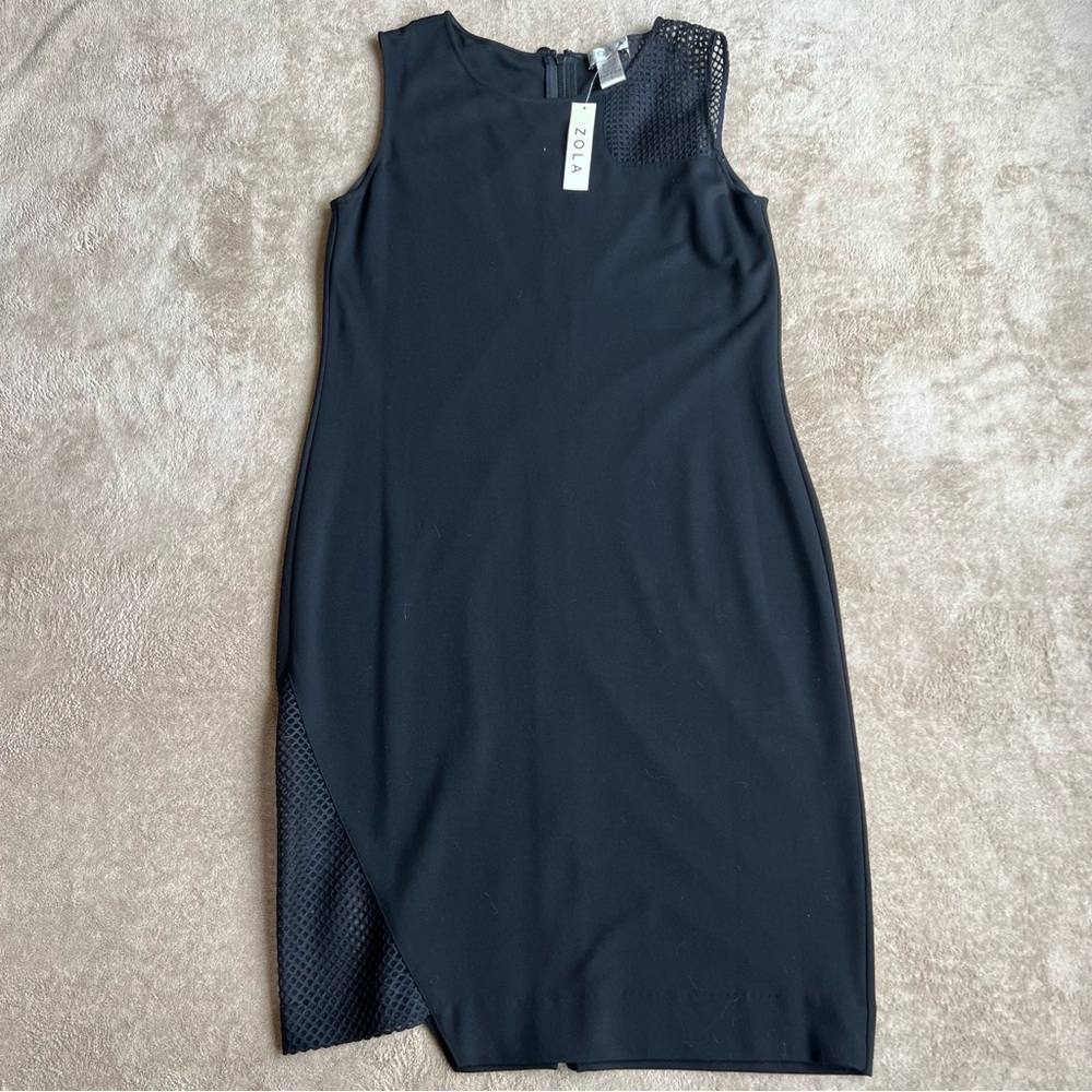 BRAND NEW! Zola | Black Tank Dress Full Back Zip Mesh Detail on Hip & Shoulder M
